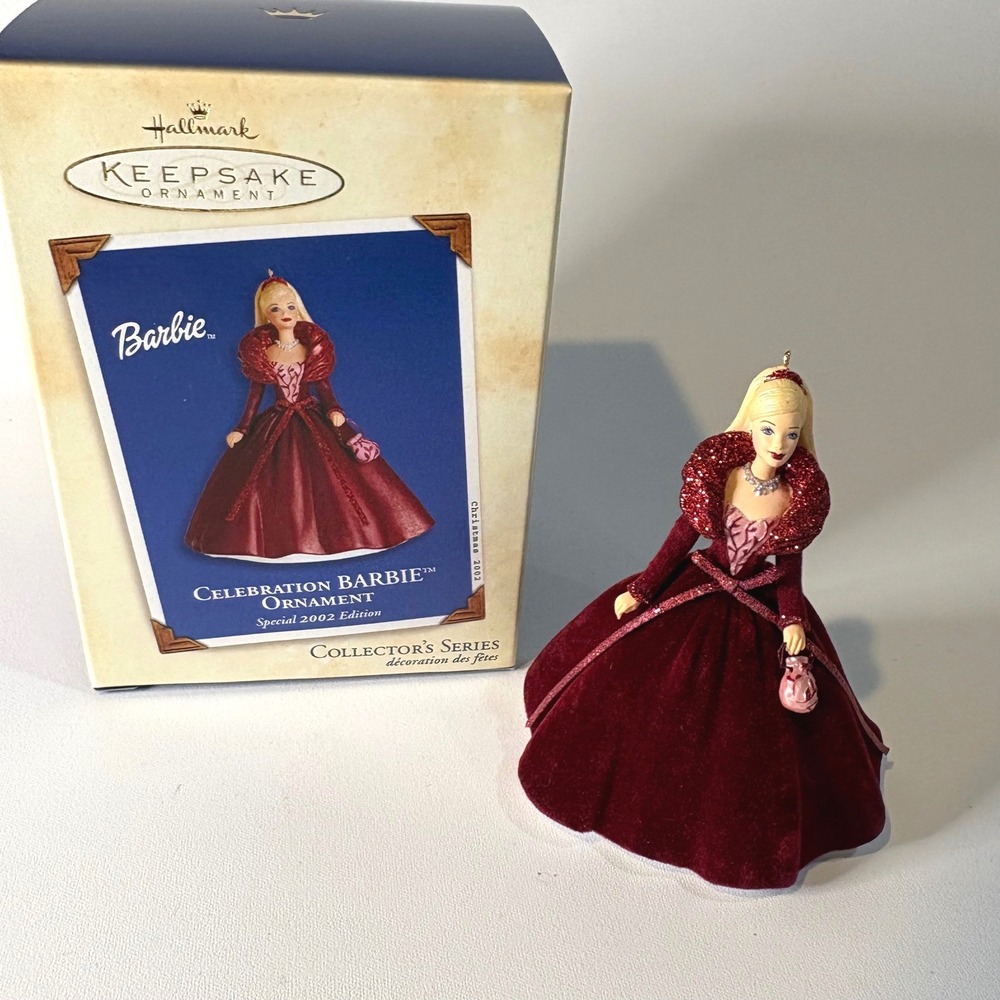 Hallmark Keepsake 2002 Celebration Barbie Ornament Special Edition Red Gown Box